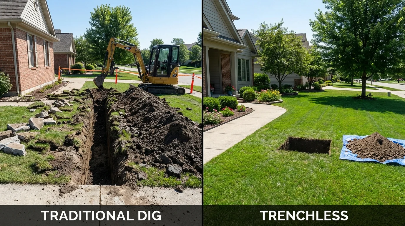 Trenchless sewer repair with minimal yard damage versus traditional excavation in Gilbert, AZ